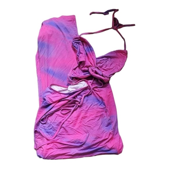 I.AM.GIA Pink Purple Cloud Print Karlie Cutout Halter Bodycon Maxi Dress S Sexy - Picture 14 of 16